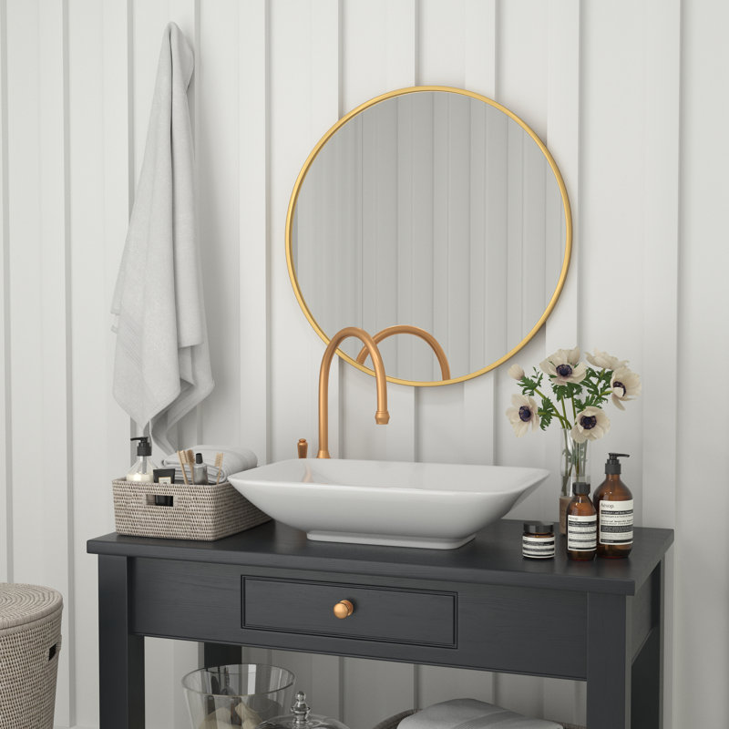 Miroir d'appoint mural Gagalis, H 30 po x l 30 po x P 0,78 po, Or
