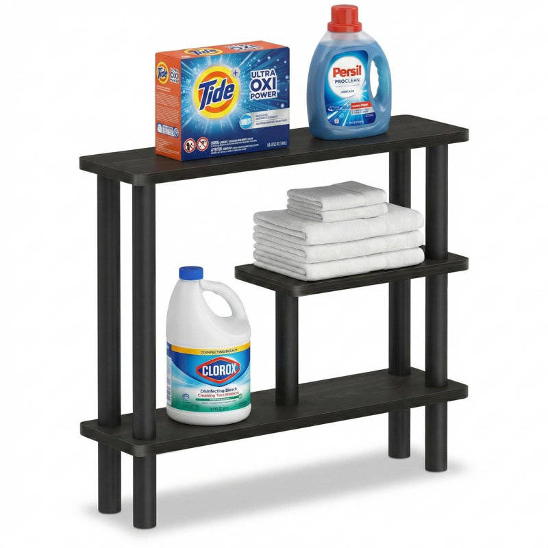 Turn N Tube Slim Space Saving Storage Rack Espresso and Black Narrow Bathroom Storage Shelf, Espresso/Black