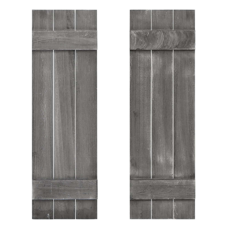 Costway Window Shutter Set Of 2 Reclaimed Wall Decor With Antiqued Surface, Dark Grey