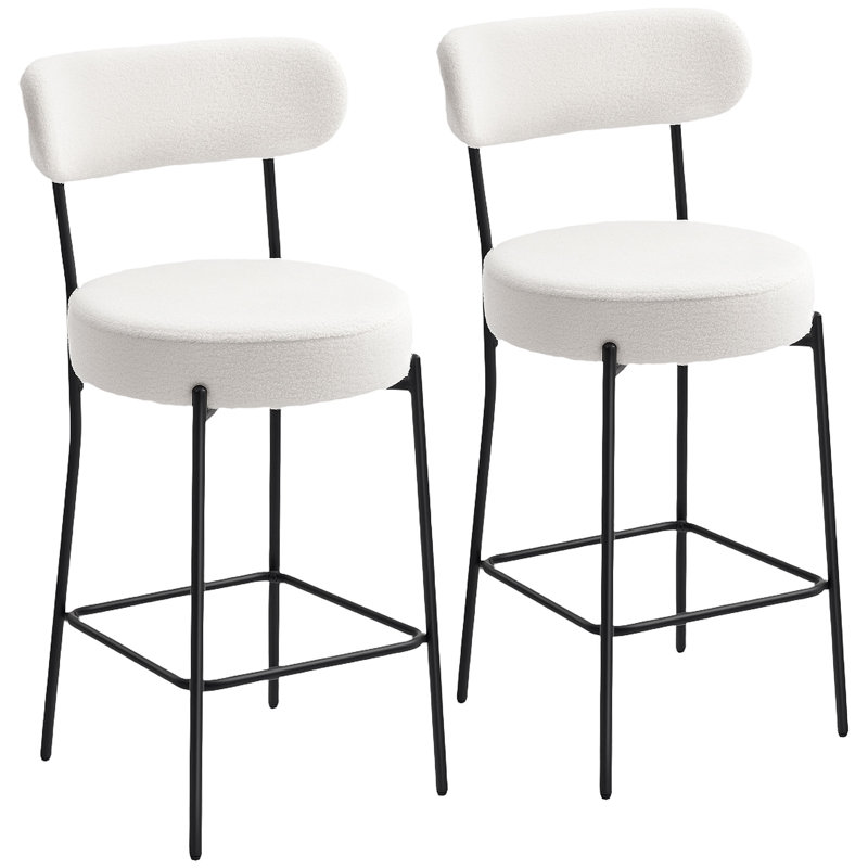 Ensemble de 2 tabourets de bar 27 po Modern, Blanc