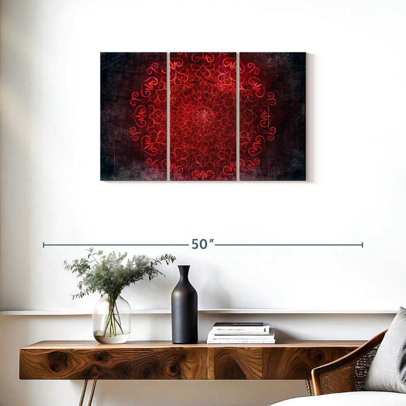 Mandala rouge brillant Kerner, H 20 po x l 33 po