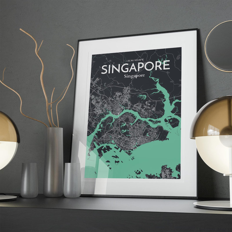 Singapore City Map In Dream - No Frame Print, 27.6cm H x 19.7cm W x 0.05cm D