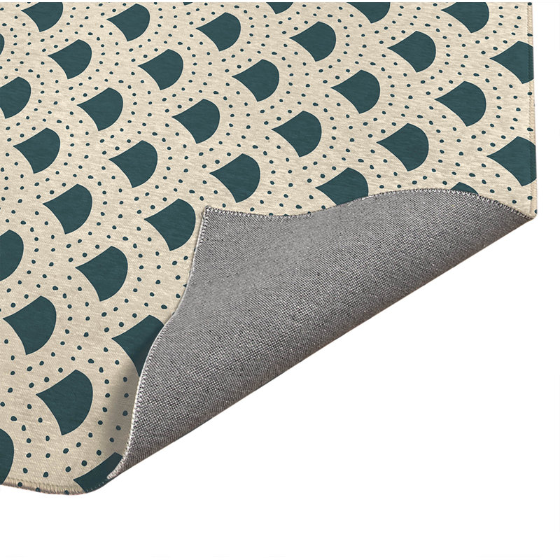 Tapis de cuisine à pois, Rectangle 3' x 5', Dusty Aqua Geometric