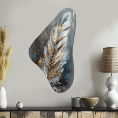 Gustavus - Glam Feather Boomerang Shape Art mural asymétrique en métal