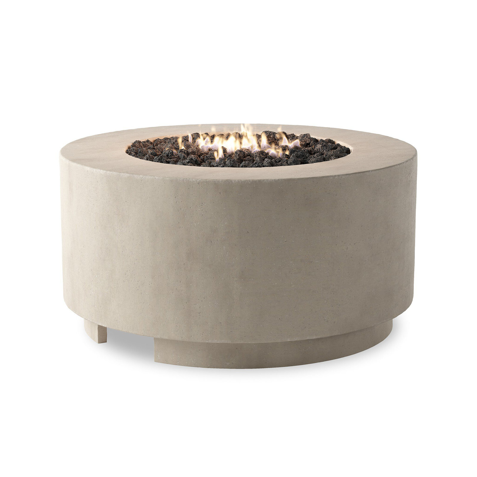 Round Fire Pit Table, Natural Concrete, Natural Gas