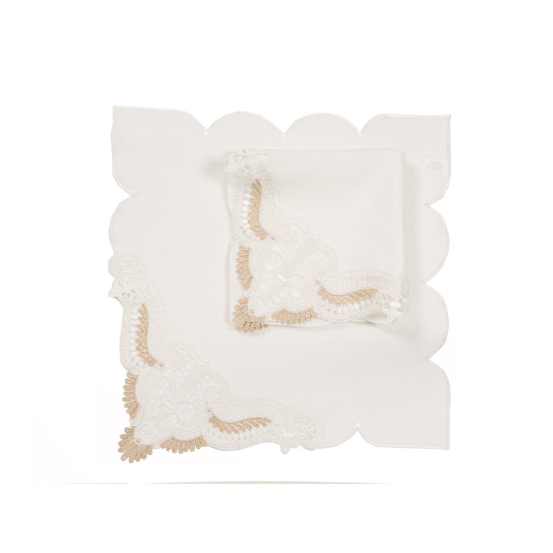Serviette de nappe 20 po élégante en dentelle brodée Monticello