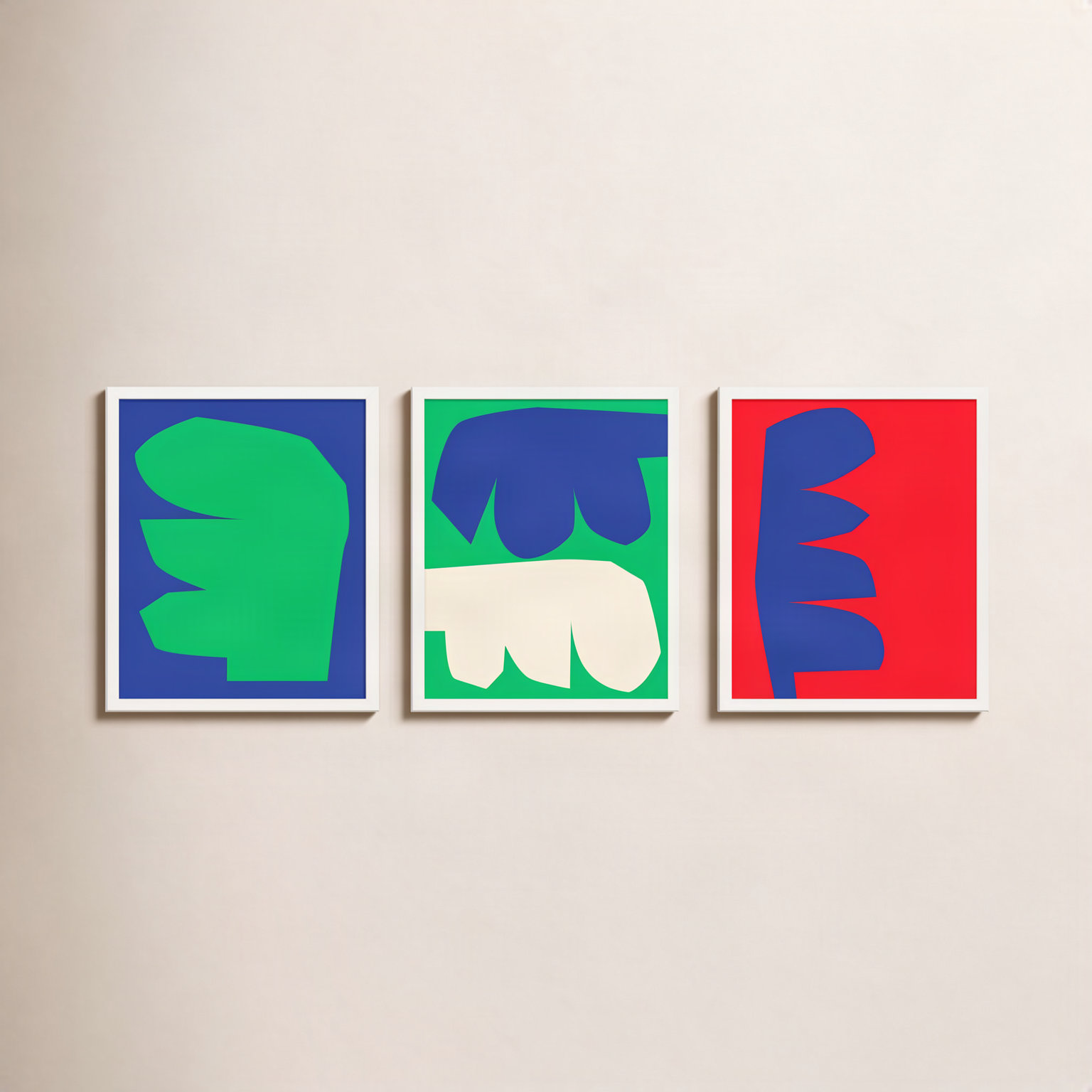 Reynard "Process" 3-Piece Print Set, 30" W x 38" H, White Framed