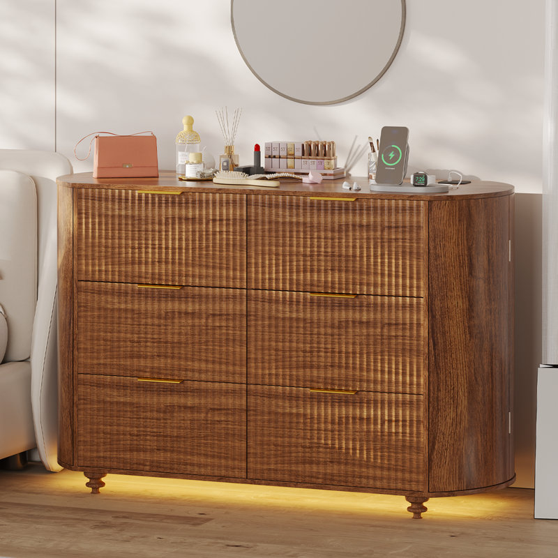Commode cannelée 47 tiroirs l 47,2 po, Brun