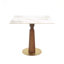 Table de salle à manger moderne carrée, table en pierre frittée de 33,5 po avec pieds en bois et base dorée, table de cuisine pour 2 personnes pour un petit espace, capacité de poids de 150 lb (seulement la table de Négociation), table