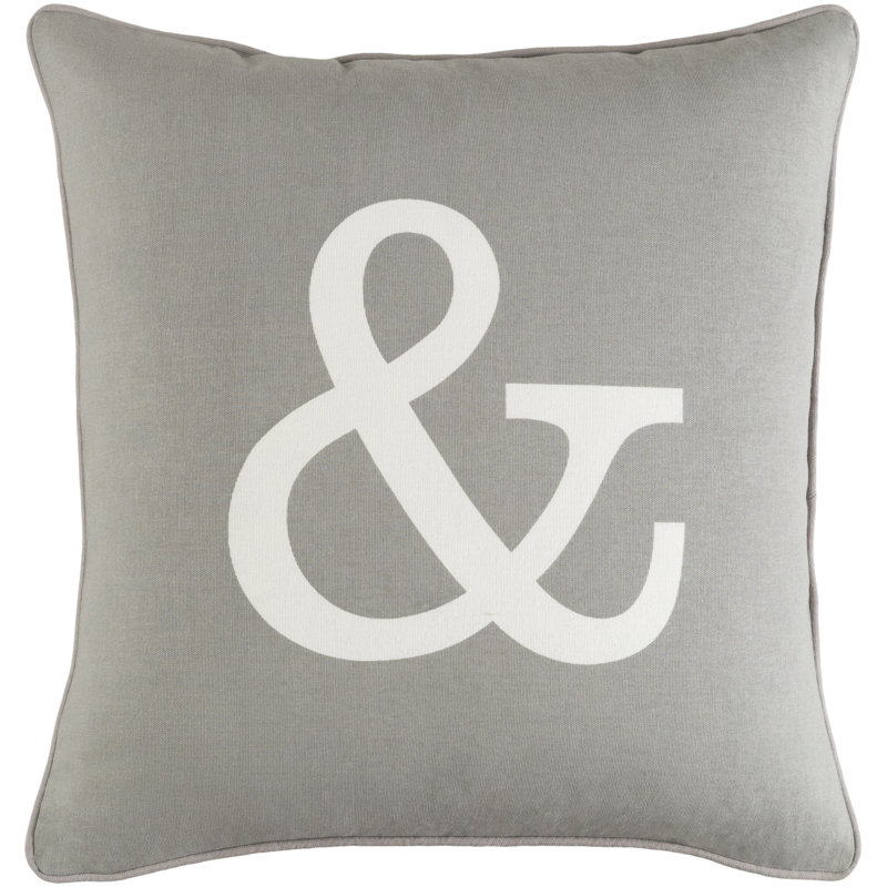 Manylath Square Cotton Pillow Cover & Insert, Black/ White, Polyester/Polyfill, 26" H x 26" W