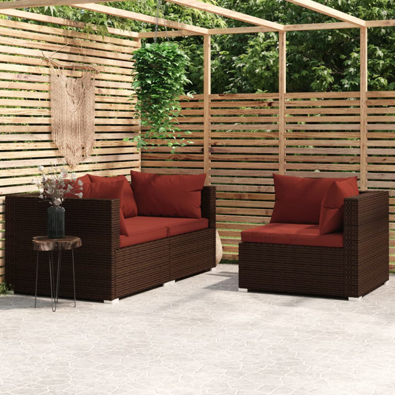 Vogele 55.1" Wide Square Patio Sofa with Cushions, Cinnamon Red, Brown