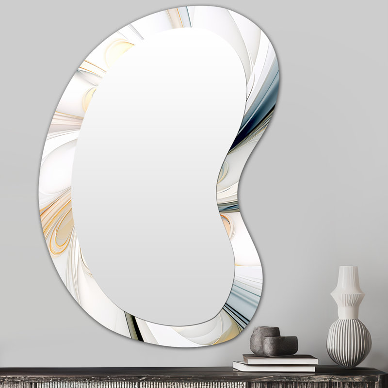 Miroir mural décoratif asymétrique Fractal Flower Joy en blanc cosmique II - Fractals, 31 po x 22 po