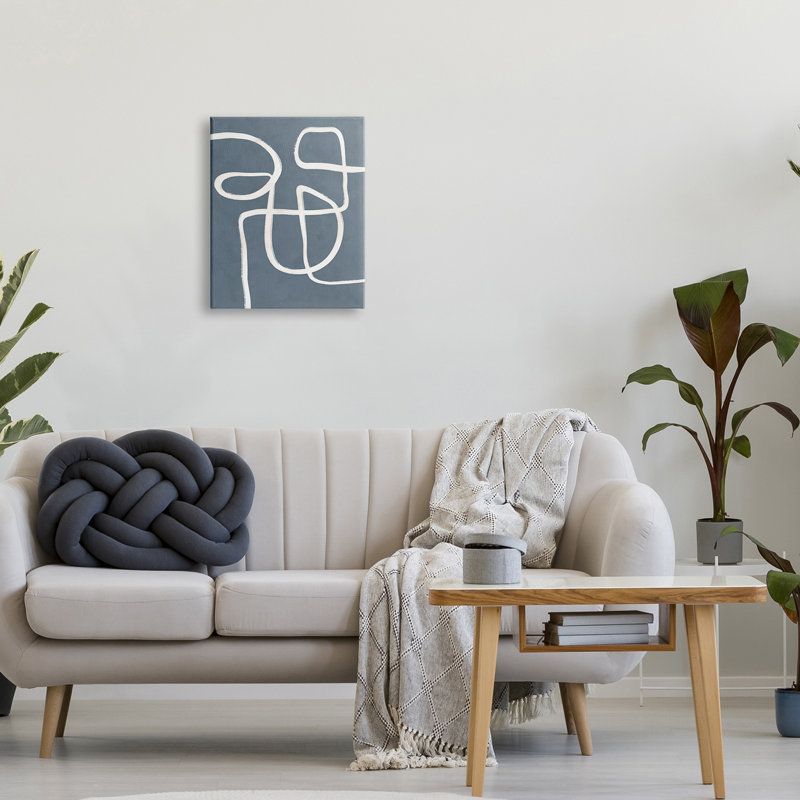 Dessin abstrait ligne abstraite cursive, Plaque murale, H 16 po x l 20 po