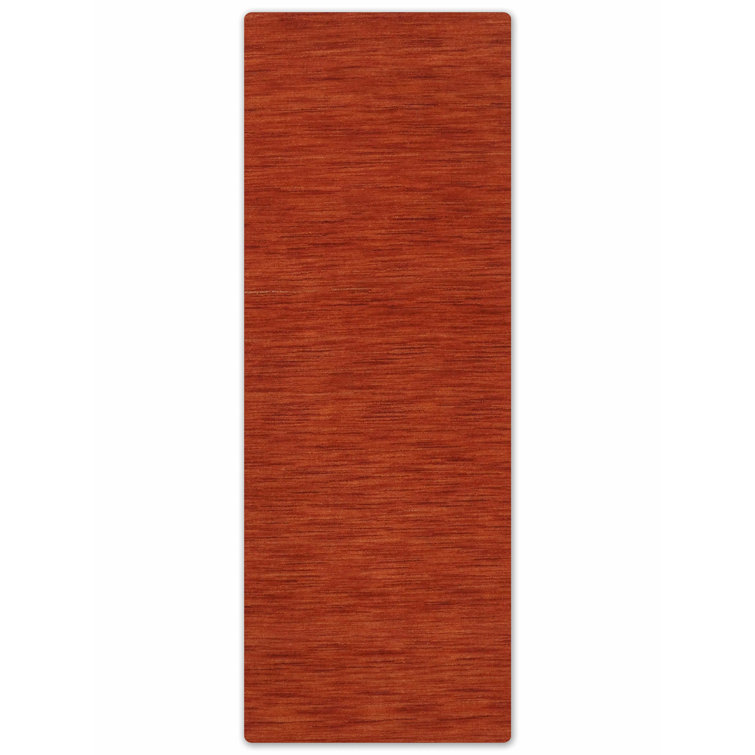 Sanfiel Hand Knotted Loom Wool Eco-Friendly Area Rugs - Light Red Color, Plain Solid Design, High Pile Thick Handmade Anti Skid Area Rugs for Living Room, Bed Room