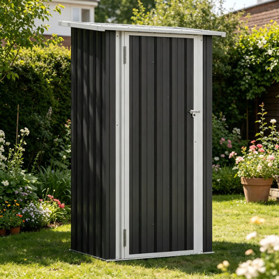 3 ft. W x 2 ft. D Outdoor Metal Lean To Shed with Sloping Roof, Lockable Door