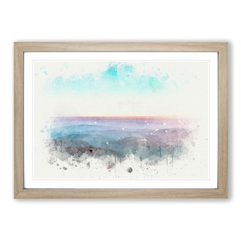 Over the Mountains in Poland in Abstract - Picture Frame Painting Print, Oak Framed, 62cm H x 87cm W x 2cm D