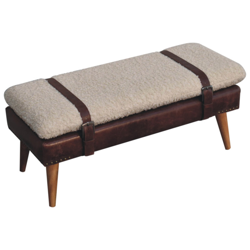 Solid Wood Bench with Nailhead Trim, Mahogany 