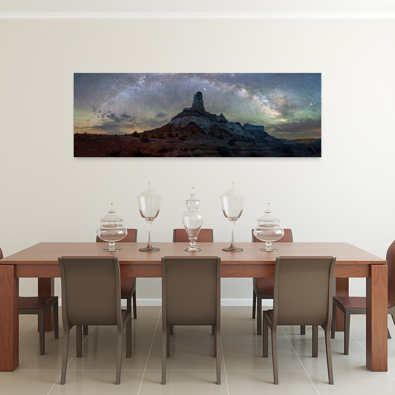 «Milky Way Desert Spire Serene Abstract Contemporary Landscape Nature», art mural, H 20 po x l 60 po