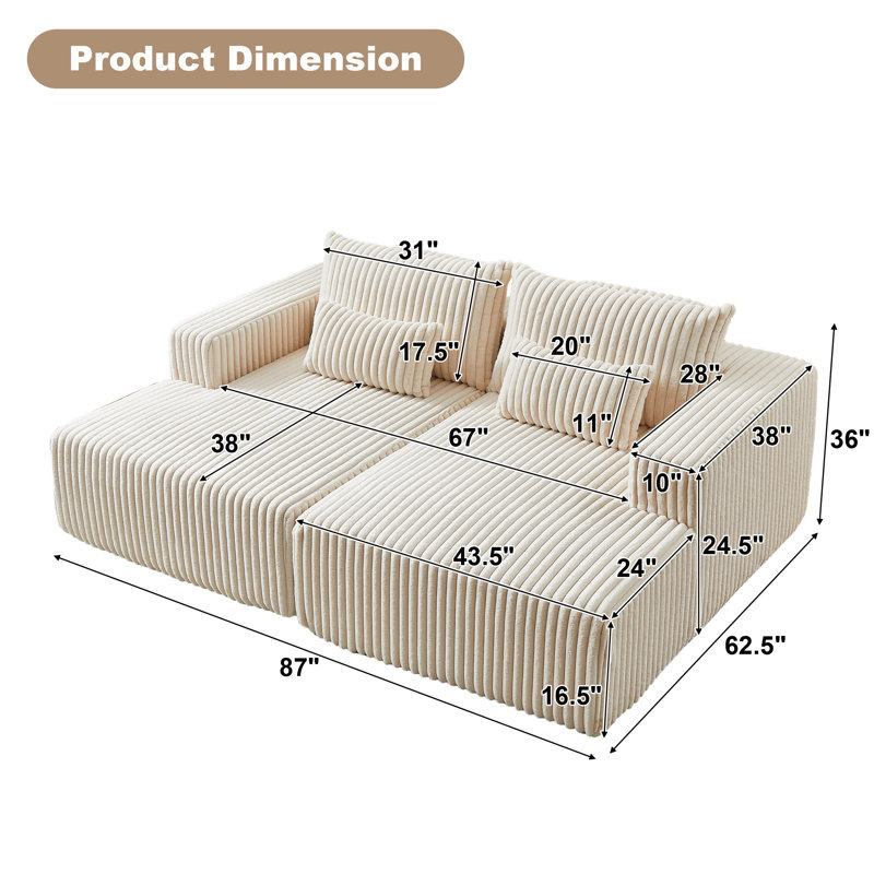 Chaise longue surdimensionnée de 87 po Hokku Designs sans assemblage requis, Beige
