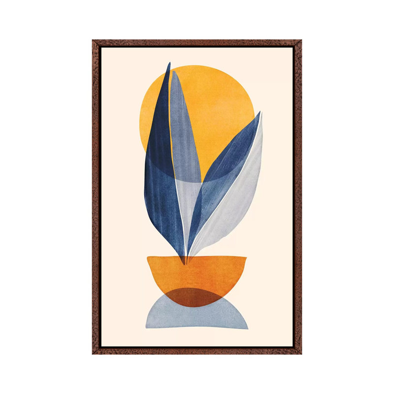 Sunshine Stack Abstract - Print on Canvas, Classic Brown Wood Floater Framed, 66.04cm H x 45.72cm W x 3.81cm D