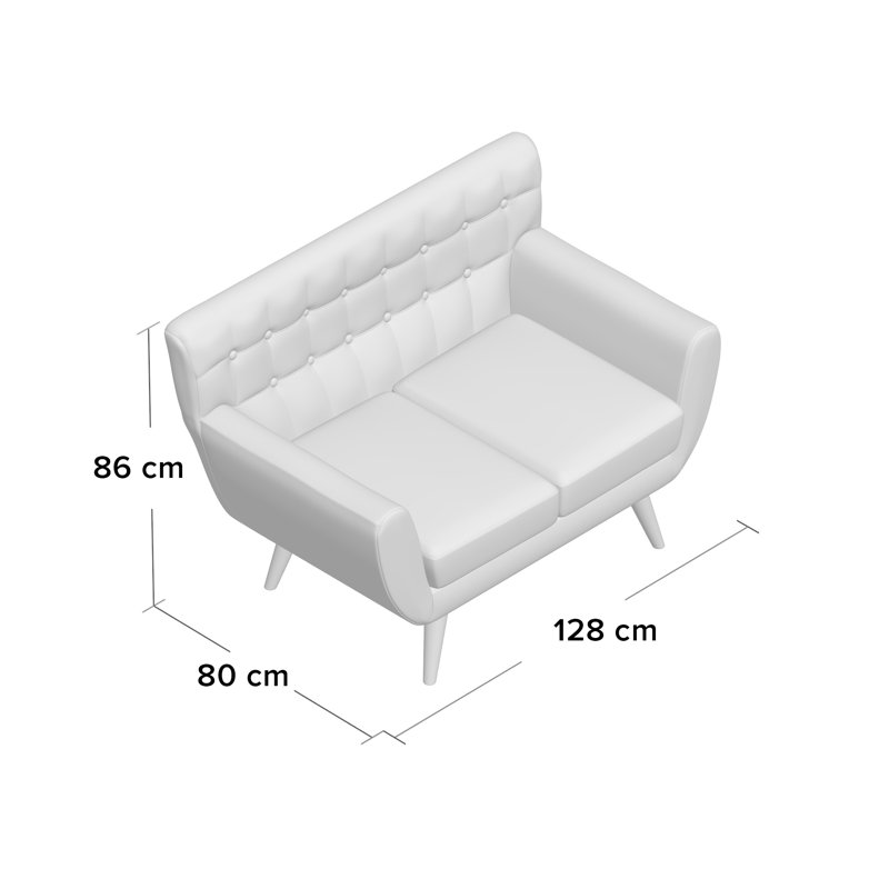 Farnum Polyester Flared Arm Standard Loveseat, 86cm H x 128cm W x 80cm D