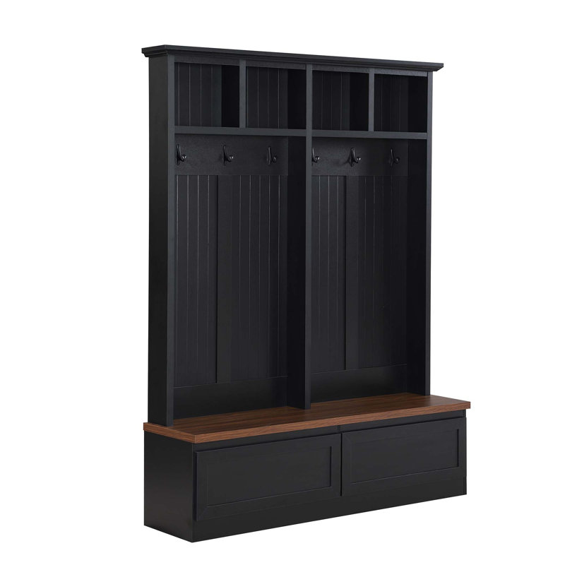 Sleek & Chic Modern Versatile 4-in-1 Hall Tree, Black/Brown