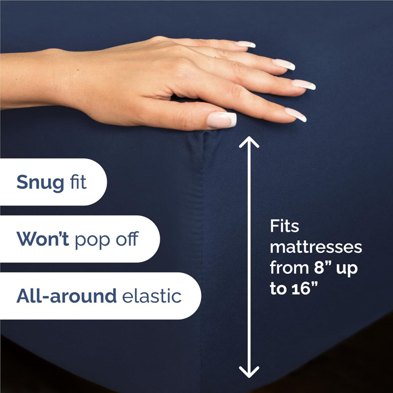 Premium Cooling, Soft & Wrinkle Free Sheet Set - Ultra Soft & Premium Hotel Luxury Bed Sheet Set, Navy Blue