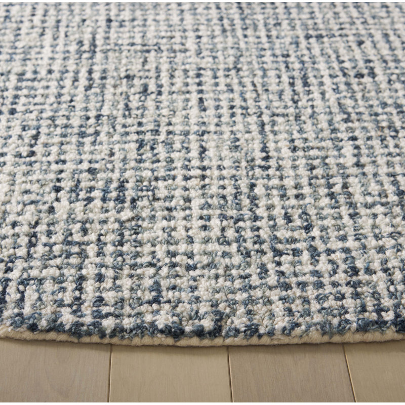 Martha Stewart Hand Tufted Wool Cotton Rug in Ivory/Blue, Round 6'