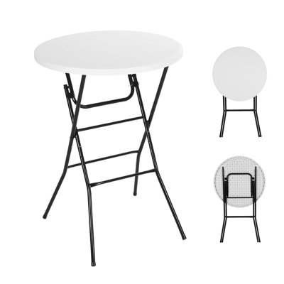 31.5" Plastic Round Folding High Top Table, Portable Waterproof Counter Height Cocktail Bar Table for Indoor & Outdoor Parties, Weddings, Camping, Backyard Use