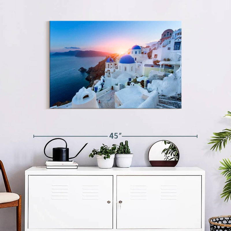 " Churches In Santorini ", 24" H x 36" W x 1.25" D