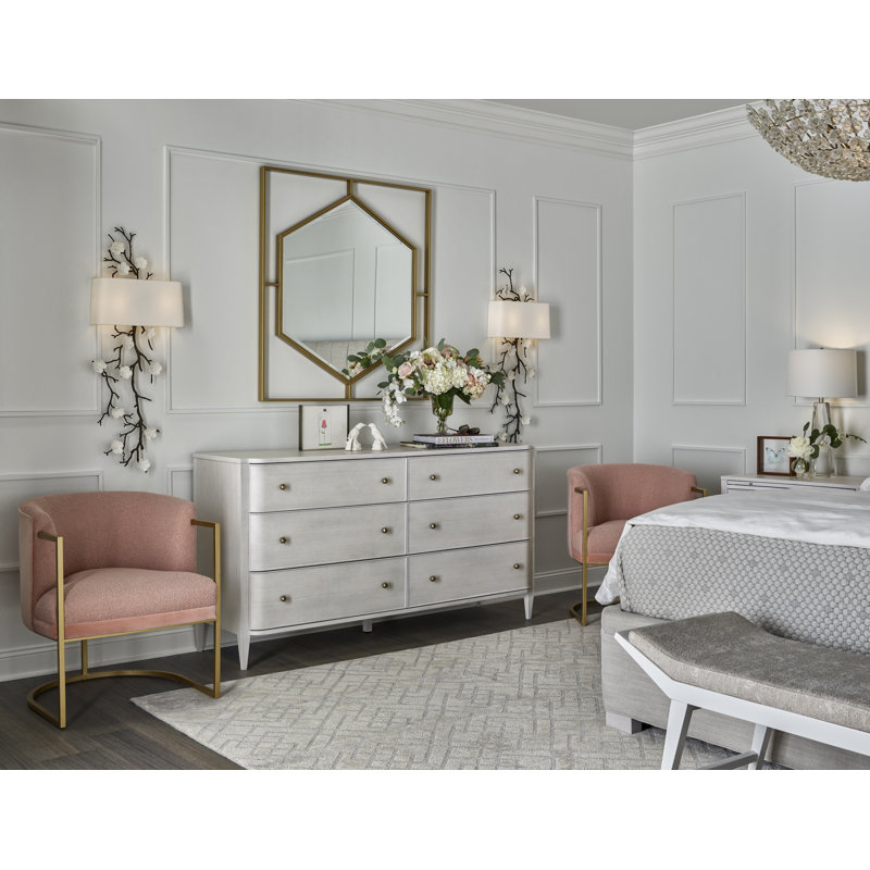 Hexagonal Beveled Mirror in Rectangular Gold Frame