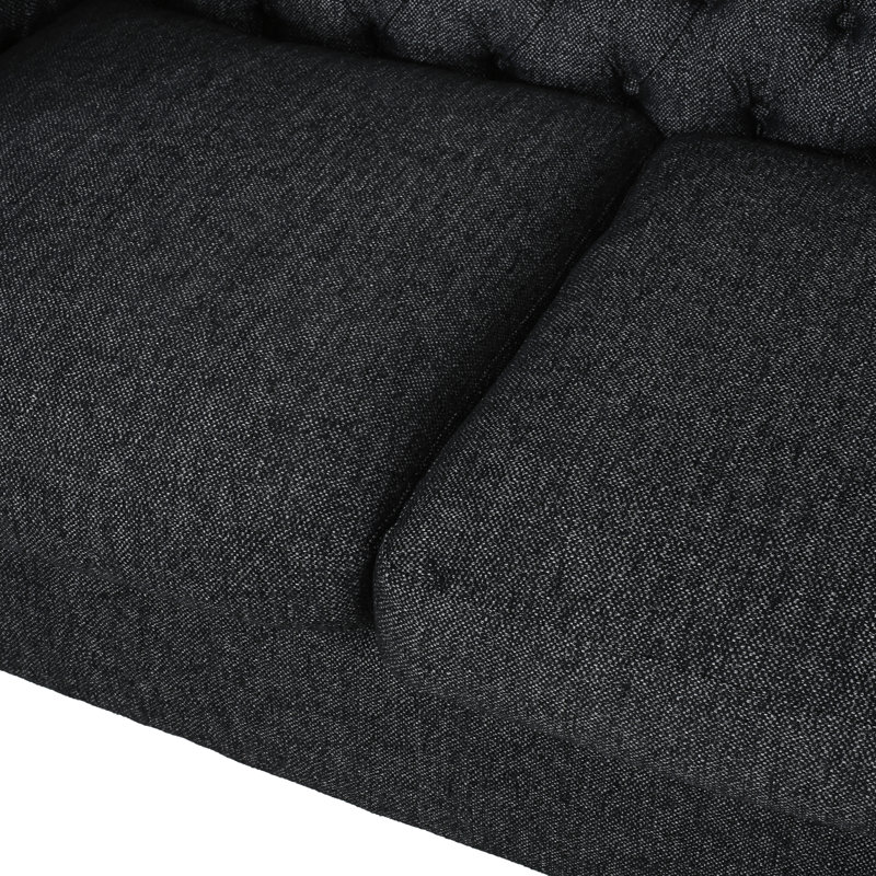 Canapé Chesterfield 84,5 po, 100 % polyester noir