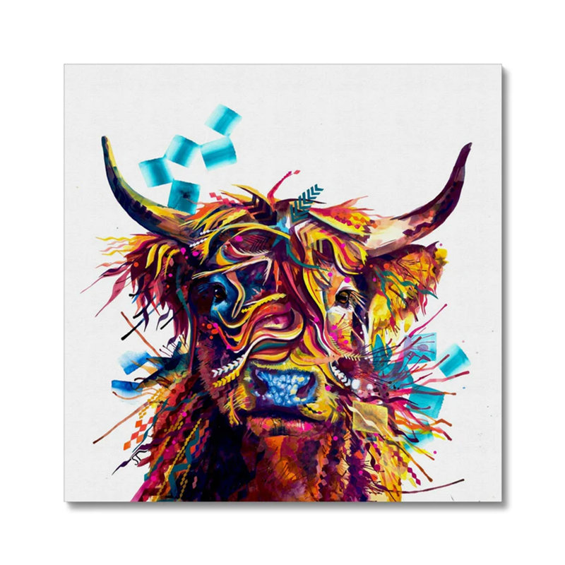 Morag Highland Cow Painting - Wrapped Canvas Art Prints from Sarah Taylor Art, 80cm H x 80cm W