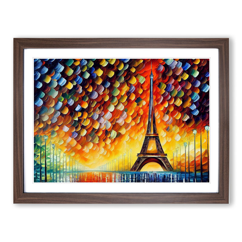 Eiffel Tower Paris Vol.4 - Single Picture Frame Painting, 34cm H x 46cm W x 2cm D, Walnut