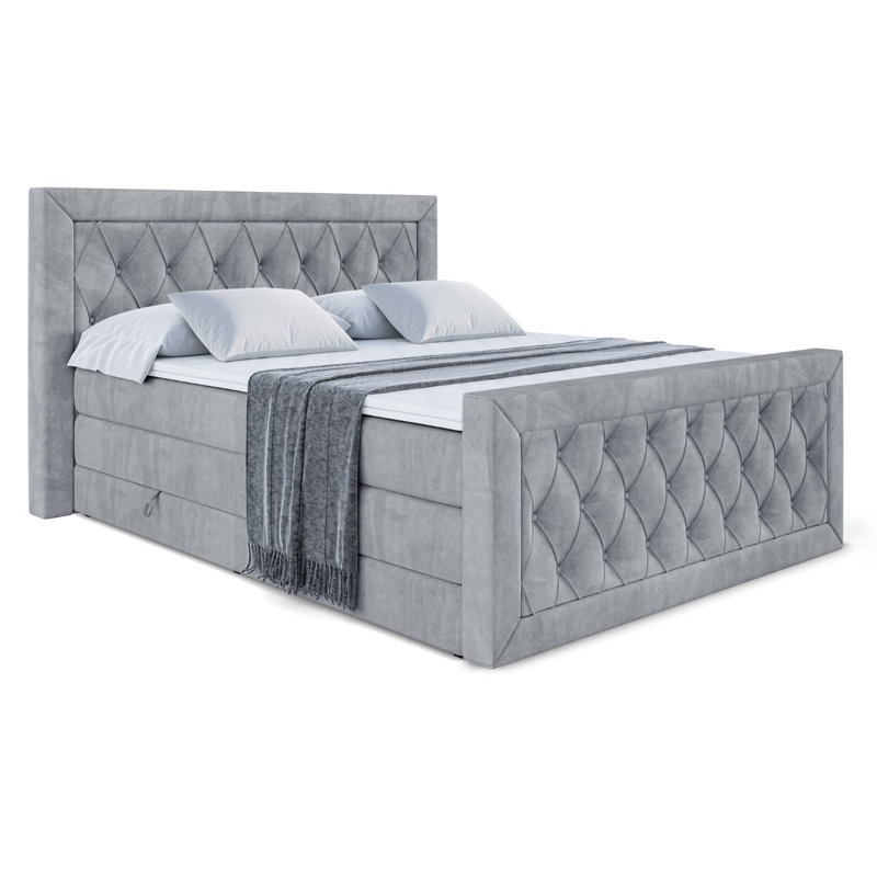 Falkner Pocket Spring Mattress Divan Bed Set, 140 x 200cm, in Grey
