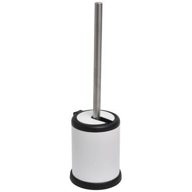 Evideco Freestanding Round Metal Toilet Brush and Holder Set White