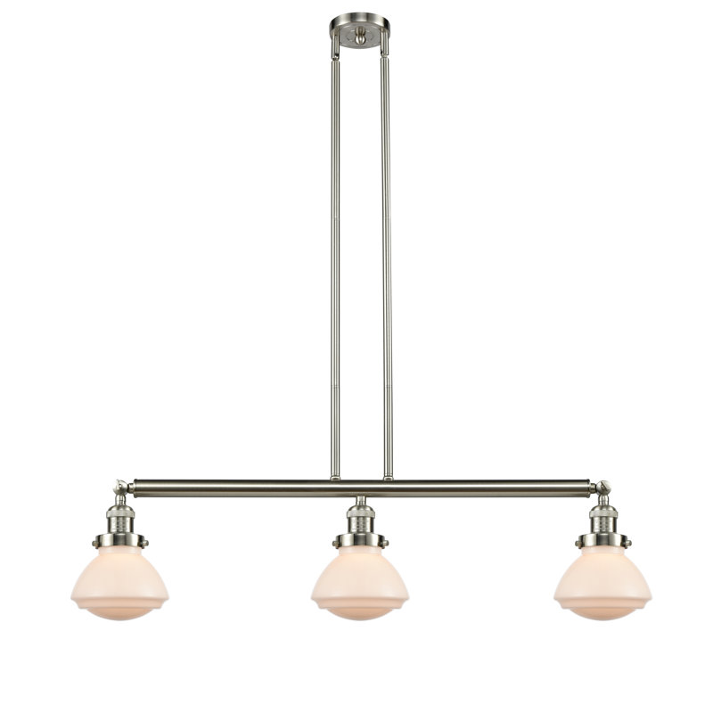 Chesterville 3 - Light Kitchen Island Pendant, 6 Watt Vinage LED Bulb, Matte White, Satin Gold