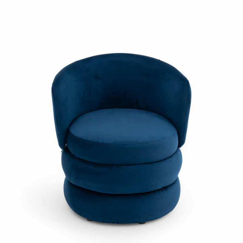 Upholstered Swivel Barrel Chair, Blue Velvet