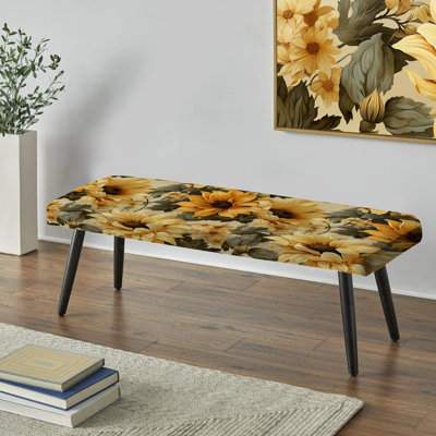 Oketa - Banc rembourré floral noir