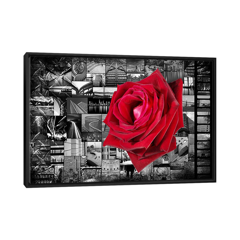 « rose po city », impression sur toile Donovan Kade, H 40 po x l 60 po x p 1,5 po, Toile avec cadre noir, Pas de tapis