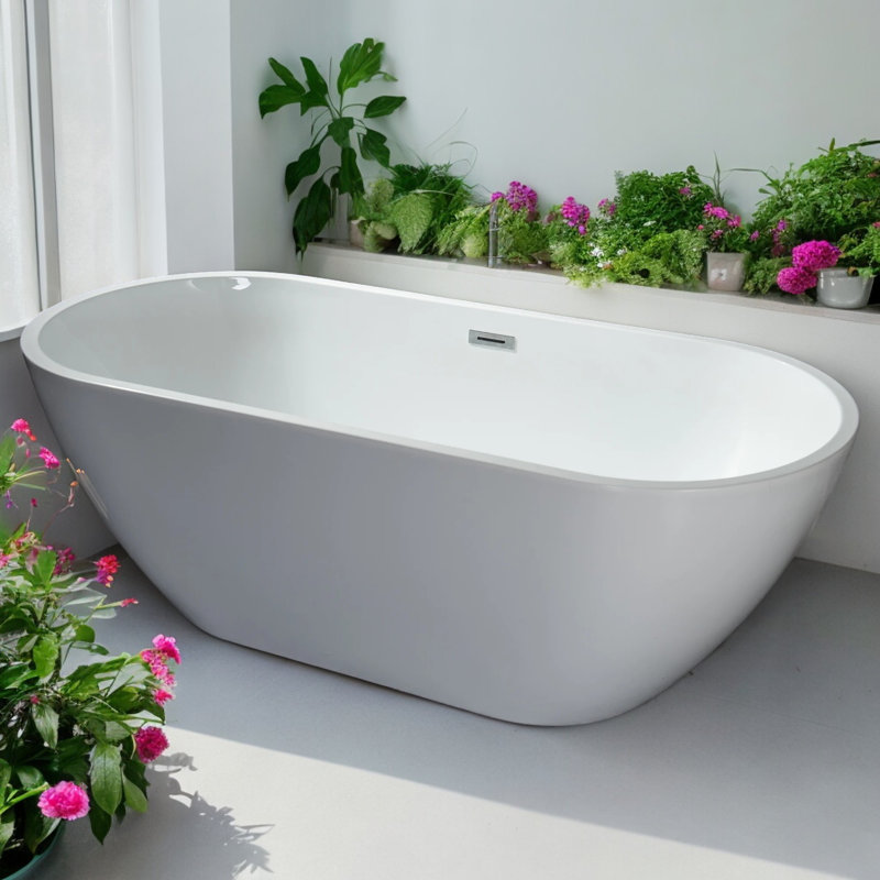 63'' x 29'' Freestanding Soaking Acrylic Bathtub