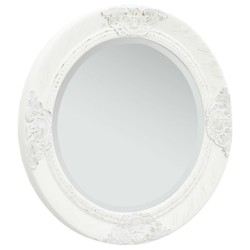 Gioia Wood Round Wall Mirror, White
