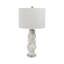 Lampe de table en grès avec base sculpturale texturée - Abat-jour en tissu blanc de 26 po - Chambre à coucher moderne, salon, éclairage de bureau