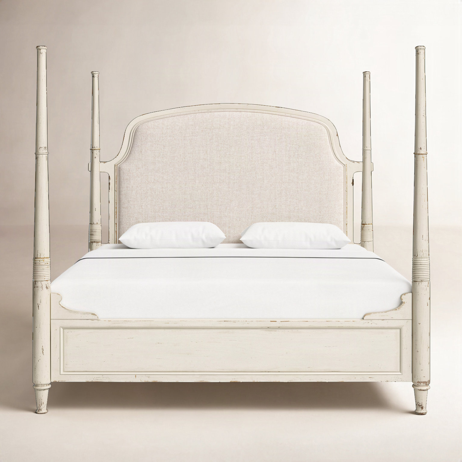 Alcy Four Poster Bed, King, Cream/Beige