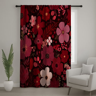Floral Window Curtains, Nature Sheer & Blockout Curtains - 1 Panel