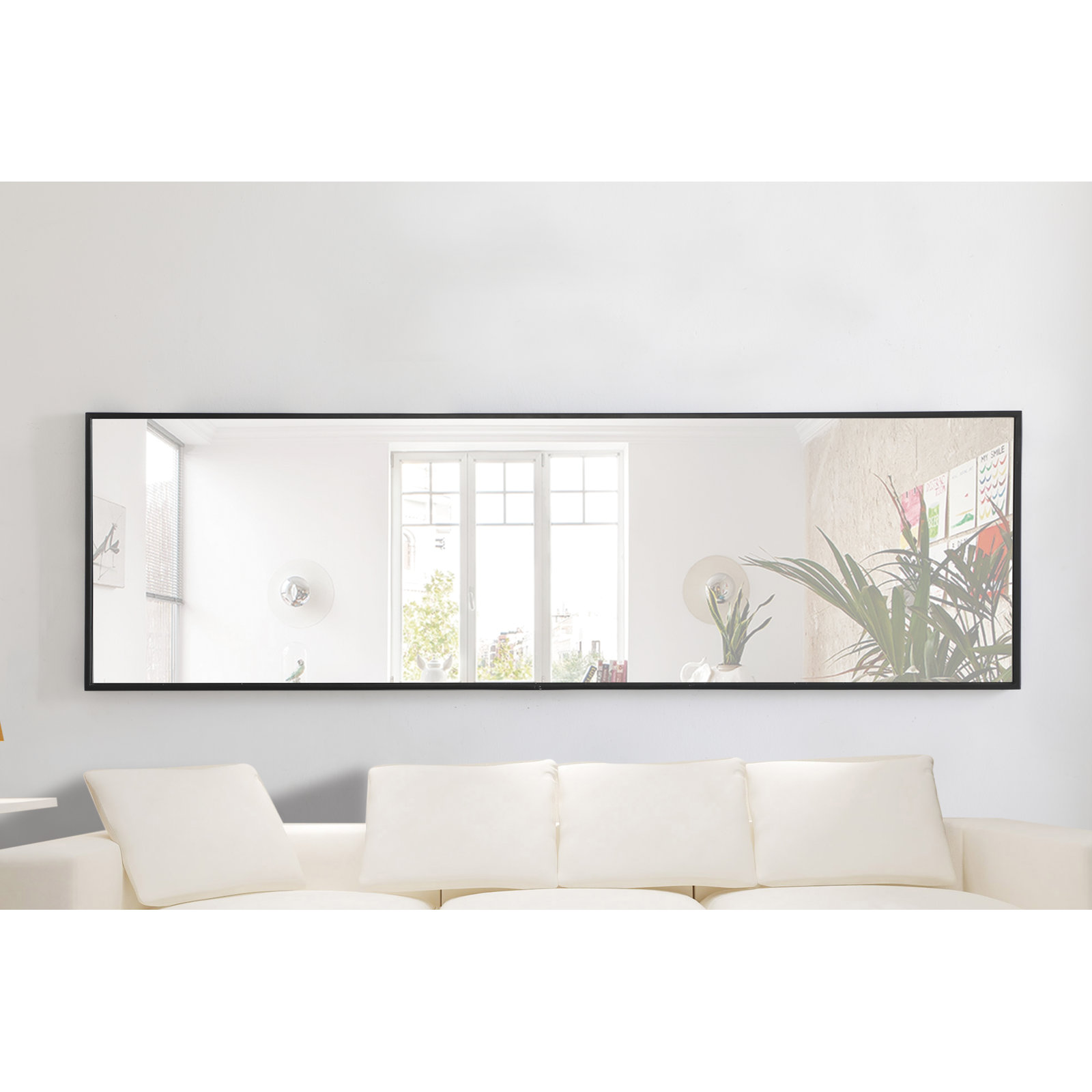 Sabine Metal Rectangle Wall Mirror, 40" x 30", Black