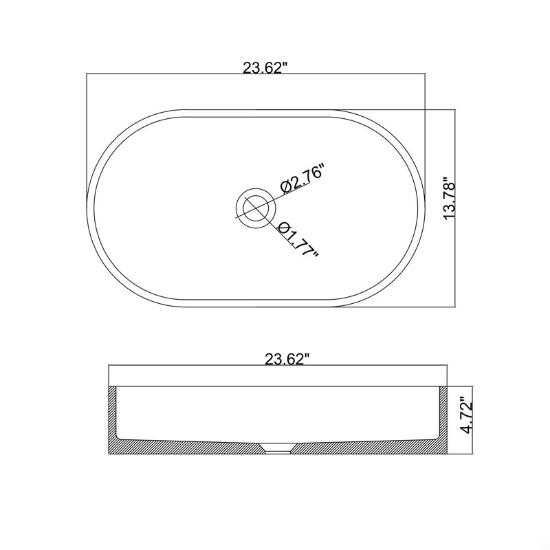 Lavabo de salle de bain ovale moderne en béton vert foncé 23,6 po