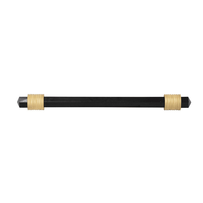 Poignée barre 5 1/16 po Chrysalis, Laiton doré brossé / verre noir opaque, 6 5/16"