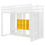 Lit mezzanine simple en bois avec garde-robe, tablettes et armoire, blanc et jaune-2086129294-2086129292