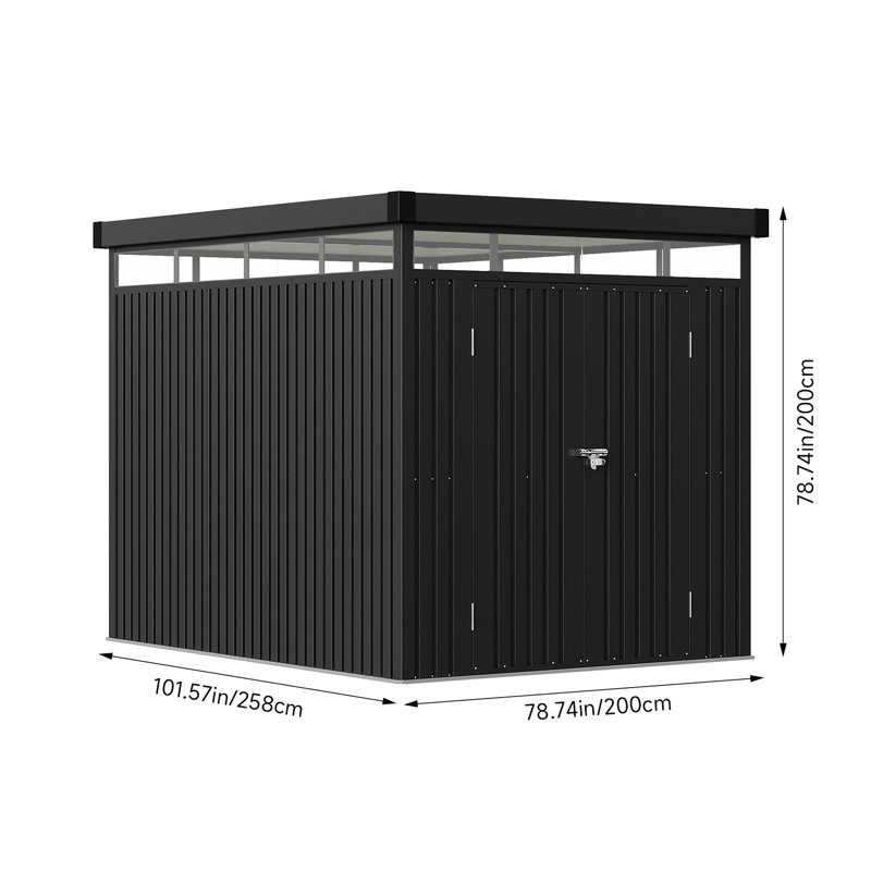 6.5ft W x 8.4 D Metal Garden Tool Shed Zinc Steel Storage Shed